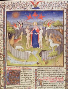 السيدة 251 ، ص. 16 و: زواج آدم وحواء من Des Proprietes De Choses ، ج 1415 ورقة ذهبية ، وحبر ذهبي ، وحرارة على تفاصيل الرق 276966