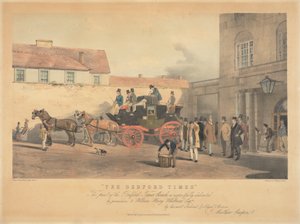 "The Bedford Times" / هذه الطبعة من Bedford Times Coach ، تم إهدائها باحترام / بإذن ، إلى William Henry Whitbread Esq