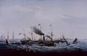 باخرة غربية غربية ، صممها برونيل ، اكتملت في بريستول 1837 (لون ليثو) بواسطة المدرسة البريطانية
