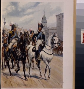 الإمبراطور ألكسندر الأول بافلوفيتش (1777-1825) مع دوق روسيا الأكبر قسطنطين بافلوفيتش (1779-1831). (الإمبراطور ألكسندر الأول مع دوق روسيا الأكبر قسطنطين بافلوفيتش). عمل برونيسلاف غيمبارزيوسكي (1872-1941) ، طباعة حجرية. الفنون الجميلة البولندية 1 بواسطة برونيسلاف جيمبارزيوسكي