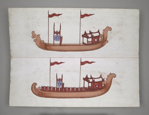 Or 14005 Royal Barges and Boats (الحبر واللون والذهبي على ورق) بواسطة المدرسة البورمية