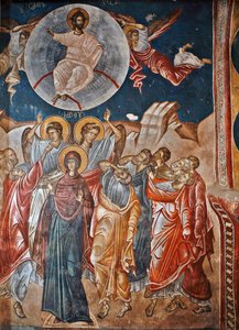 القيامة - Peinture de Damiane (القرن الرابع عشر النشط) - القرن الرابع عشر - فريسكو - دير القديس جورج ، أوبيسي © FineArtImages / Leemage بواسطة البيزنطية
