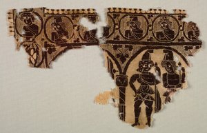زخرفة عنق تونيك ، 400 ثانية (نسيج منسوج مع لفّ لحمة إضافي ، كتان غير مصبوغ وصوف مصبوغ) بواسطة الفترة البيزنطية مصرية