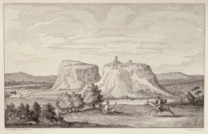 منظر خيالي لروما المبكرة ، محفور بواسطة B.Blloccini ، 1849
