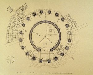 Floor plan of Temple of Vesta or Hercules Victor, by German archaeologist Friedrich Rakob (1931-2007) (photo)