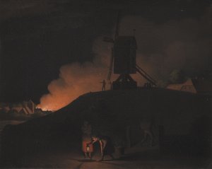 حريق في الليل بواسطة كريستوفر فيلهلم إكرسبيرج