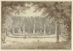 النافورة في حديقة Palazzo Barberini ، روما بواسطة كريستوفر فيلهلم إكرسبيرج