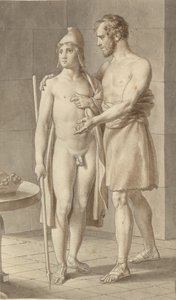 يلتقي Telemachos مع Odysseus متنكرا في زي متسول عند الراعي Eumaios - Odysseus ؛ جزء من التكوين كله. بواسطة كريستوفر فيلهلم إكرسبيرج