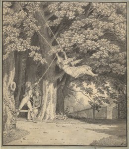 The Woodlands بواسطة Skjoldnæsholm مع شاب يتأرجح لفتاة صغيرة بواسطة كريستوفر فيلهلم إكرسبيرج