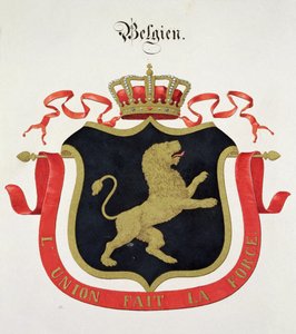 أذرع العائلة المالكة البلجيكية ، من مجموعة من الألوان المائية المنشورة في ألمانيا ، c.1830-33 بواسطة هيلدبراندت