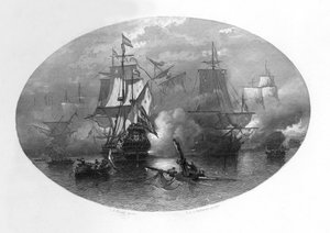 المعركة البحرية لخليج سول ، 1672 ، c1870 بواسطة دومينيكو ديل باربيير