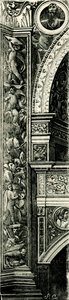 شريط Pilaster مزين من قبل Callisto Piazza (حوالي 1500-1561 أو 1562) ، Tempio Civico della Beata Vergine Incoronata (معبد مريم العذراء المباركة المتوجة) ، لودي ، لومباردي ، إيطاليا ، نقش خشبي