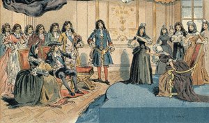 تمثيل "" أثالي "" لجين راسين قبل لويس الرابع عشر (1638-1715) ومدام (ماريكيز) دي مينتينون (فرانسواز دوبيني بواسطة كميل جيلبرت