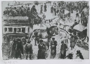 ساحة دو هافر ، في باريس ، ج. 1897 (الطباعة الحجرية على الزنك) بواسطة كميل يعقوب بيسارو
