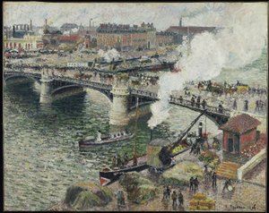 Pont Boieldieu in Rouen ، الطقس الرطب ، 1896 بواسطة كميل يعقوب بيسارو