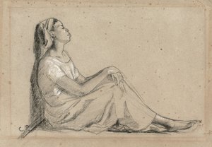 امرأة شابة سوداء تجلس ، 1855-7 بواسطة كميل يعقوب بيسارو