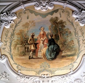 تذوق في حديقة شانتيلي رسم لكاميل روكويبلان (1803-1855) القرن التاسع عشر. 0،97 × 1،14 م شانتيلي ، متحف كوندي بواسطة كميل جوزيف إتيان روكيبلان