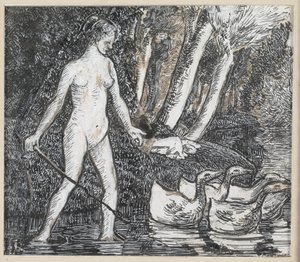 يستحم مع الأوز ، 1895 بواسطة كميل يعقوب بيسارو