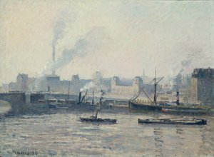 كاميل بيسارو، 1896 - جسر سان سيفير، روان، ضباب، 1896 بواسطة كميل بيسارو