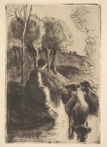 Cowherd ، في Waters Edge ، 1890. بواسطة كميل يعقوب بيسارو