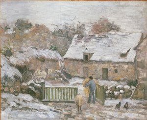 المزرعة في مونتفوكولت: تأثير الثلج ، 1874-1876 بواسطة كميل بيسارو