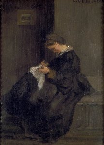 خياطة السيدة بيسارو ، c1860 بواسطة كميل بيسارو