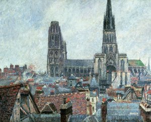 Roofs of Old Rouen: Grey Weather (Cathedral) بواسطة كميل بيسارو