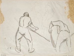 ثلاث دراسات لحصاد ذكر ، c1870s بواسطة كميل بيسارو