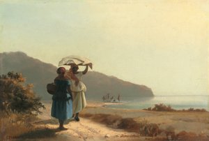 امرأتان تتحدثان بجانب البحر ، سانت توماس بواسطة كميل بيسارو
