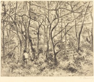 المناظر الطبيعية المشجرة في L'Hermitage ، Pontoise Landscape تحت الخشب ، في L'Hermitage ، Pontoise ، 1879. بواسطة كميل بيسارو