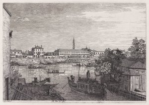 Ale Porte del Dolo (At the Locks of Dolo) ، من سلسلة Vedute (المشاهدات) بواسطة كاناليتو (قناة جيوفاني أنطونيو)