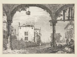 Le Portique a la lanterne (The Portico with the Lantern) ، من سلسلة Vedute (المشاهدات) بواسطة كاناليتو (قناة جيوفاني أنطونيو)