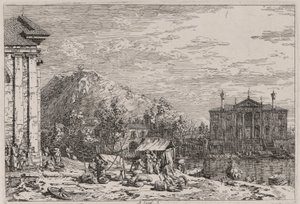 The Market at Dolo ، من سلسلة Vedute (المشاهدات) بواسطة كاناليتو (قناة جيوفاني أنطونيو)