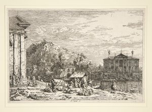 The Market at Dolo ، من سلسلة Vedute (المشاهدات) بواسطة كاناليتو (قناة جيوفاني أنطونيو)
