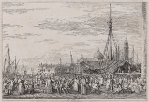 The Market on the Molo ، من مسلسل Vedute (المشاهدات) بواسطة كاناليتو (قناة جيوفاني أنطونيو)