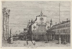 منظر خيالي لـ S. Giacomo di Rialto ، c. 17351746. بواسطة كاناليتو