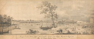 جسر والتون القديم يُرى من شاطئ ميدلسكس بواسطة Canaletto