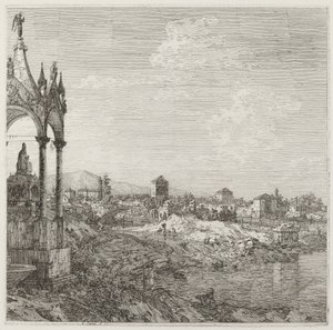 منظر لمدينة بها قبر أسقف بواسطة Canaletto