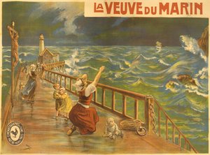 ملصق لفيلم Pathe الصامت La Veuve du Marin بواسطة كانديدو أراغونيز دي فاريا