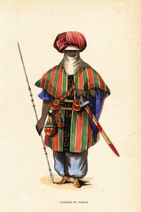Noble Tuareg warrior of Agadez, Niger, in tagelmust (turban and veil), taktkat (shirt) and akarbey (pants) بواسطة الكابتن جورج فرانسيس (بعد) ليون
