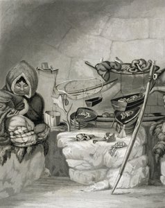 منظر داخلي لإسكيمو سنو هت ، جزيرة وينتر 1822 ، محفورة من قبل حانة إدوارد فرانسيس فيندن (1791-1857). بقلم جون موراي ، 1824 بواسطة الكابتن جورج فرانسيس ليون