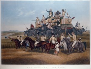 صيد الخنازير: البحث ، محفور وحانة. بواسطة السادة فورس ، حوالي 1840 (نقش ملون) بواسطة الكابتن جون (بعد) بلات