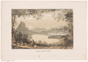 منظر لبحيرة لوغانو Lago di Lugano (العنوان على الكائن) بواسطة كاريل كريستيان أنطوني آخر
