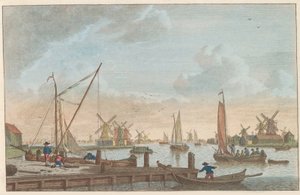 The Zaan بالقرب من Wormerveer ، حوالي 1790 Wormerveer van de Poelsluis / Wormerveer aupres du Saan (العنوان على الكائن) بواسطة كاريل فريدريك بندورب (أنا)