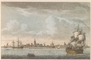 منظر هورن ، حوالي 1790 منظر لمدينة Hoorn / Vue dela Ville de Horn ، Sitee sur le bord du Zuiderzee (العنوان على الكائن) بواسطة كاريل فريدريك بندورب (أنا)