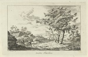 الصيادون مع كلب على الطريق Buyten Haarlem (العنوان على الكائن) المناظر الطبيعية (a-f) (عنوان المسلسل)