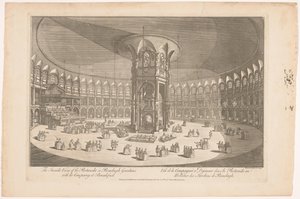 منظر للجزء الداخلي من Rotunda في حدائق Ranelagh في لندن مع مجموعة تتناول وجبة المنظر الداخلي لقاعة Rotunda في حدائق Renelagh مع الشركة في وجبة الإفطار (العنوان على الكائن) بواسطة كارينغتون بولز