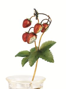 دراسة Wild SStrawberries ، سانت بطرسبرغ ، c1900 (مينا مطلية بالذهب ، نفريت وكريستال صخري)