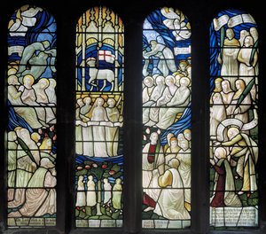 Grappenhall ، St Wilfrids ، Shrigley & Hunt (1873-1982) ، Carl Almquist ، عبادة الحمل ، 1886