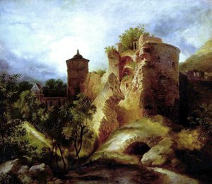 بالألمانية: Der gesprengt Turm des Heidelberger Schlosses البرج المنفوخ في قلعة هايدلبرغ بواسطة كارل بلشين